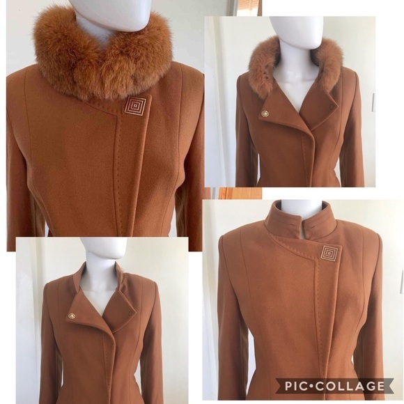 New Snap Buttoned Coat w/Real Dyed Arctic Fox Fur - Picture 2 of 8